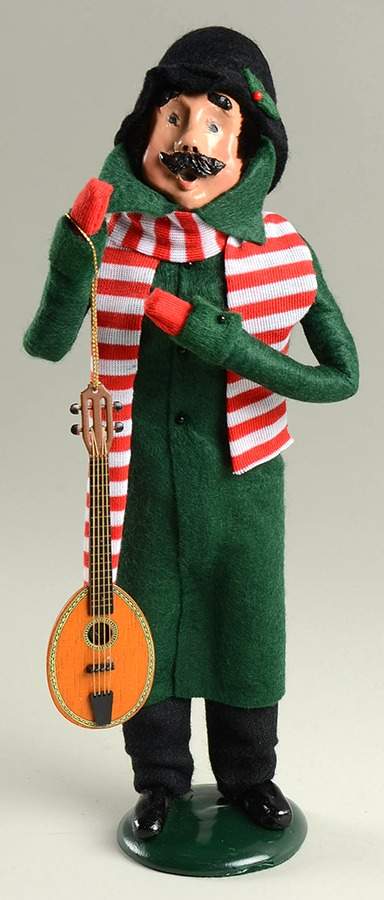 Christmas Waits Man With Mandolin-Red/White Scarf - No Box by Byers' Choice Ltd-1