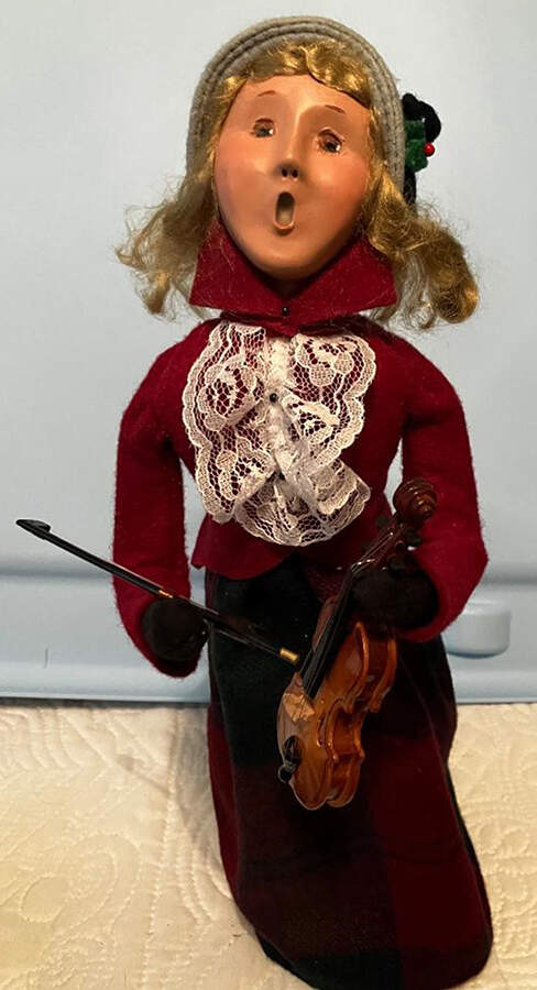 Musicians Woman With Violin-Red Coat - No Box by Byers' Choice Ltd-1
