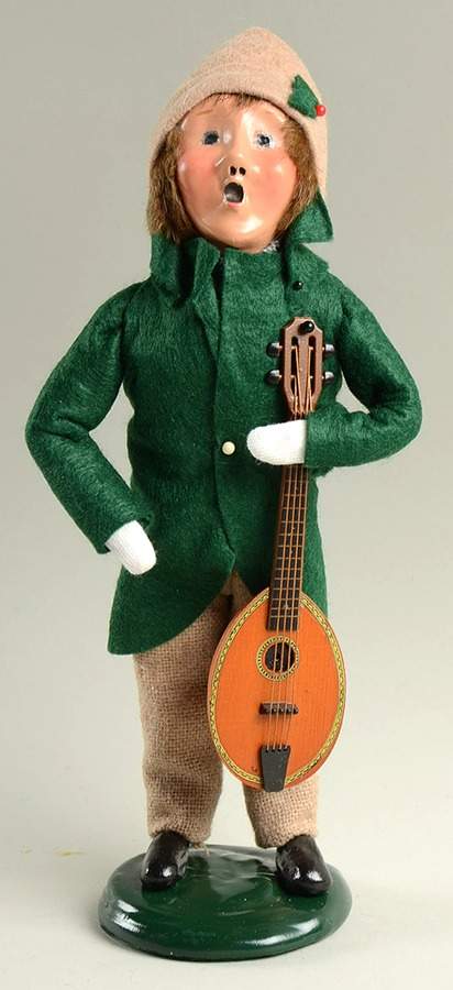 Musicians Boy With Mandolin-Green Coat - No Box by Byers' Choice Ltd-1