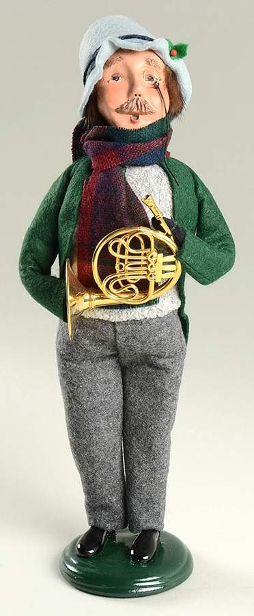 Musicians Man With French Horn-Green Coat - No Box by Byers' Choice Ltd-1