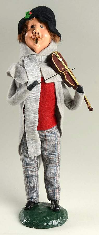 Musicians Man With Violin-Grey Coat - No Box by Byers' Choice Ltd-1
