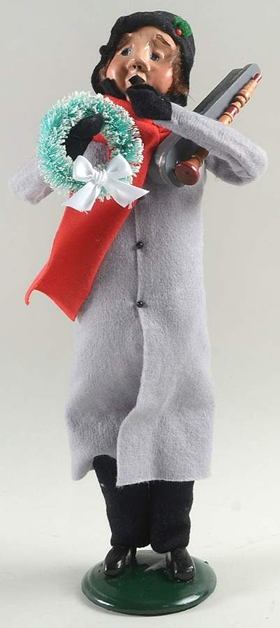 Musicians Man With Clarinet And Wreath-Grey Coat - No Box by Byers' Choice Ltd-1