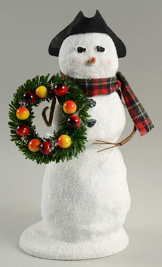 Snowmen Colonial Snowman In Hat With Wreath - No Box by Byers' Choice Ltd-1