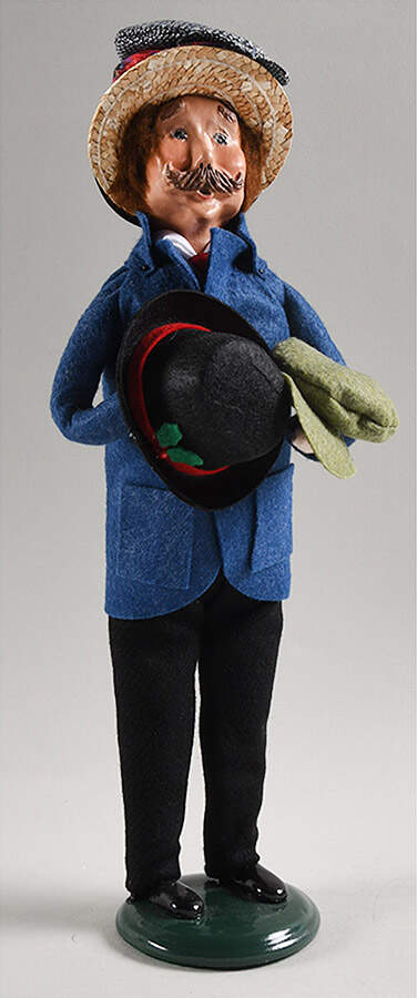 Street Vendors Man Selling Hats-Black Pants/Blue Jacket - No Box by Byers' Choice Ltd-1