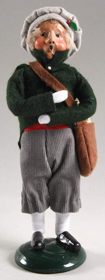 Street Vendors Newspaper Boy-Green Coat - No Box by Byers' Choice Ltd-1
