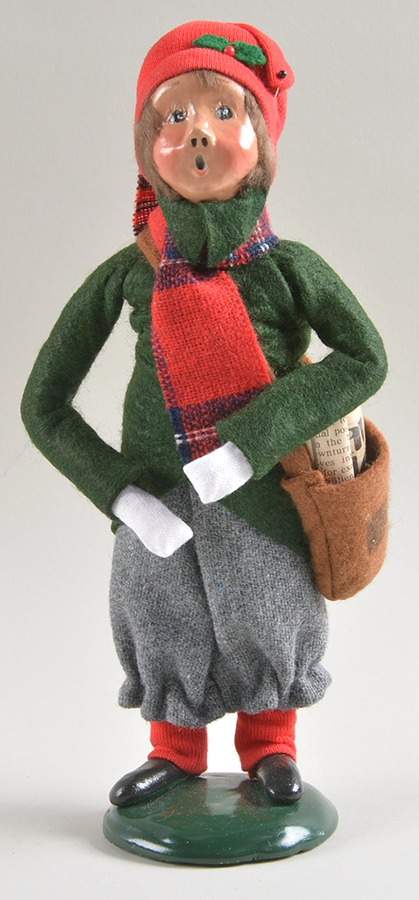 Street Vendors Newspaper Boy-Red Hat And Scarf - No Box by Byers' Choice Ltd-1