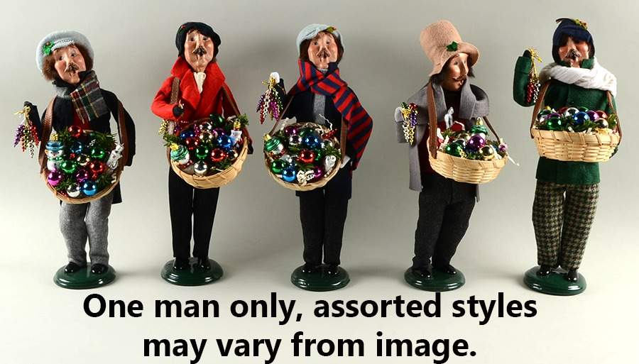 Street Vendors Glass Ornament Vendor-Blue - No Box by Byers' Choice Ltd-1