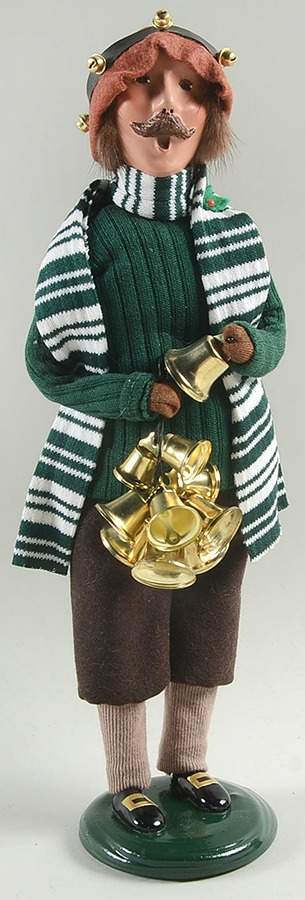Street Vendors Man With Bells-Green Coat & Scarf - No Box by Byers' Choice Ltd-1