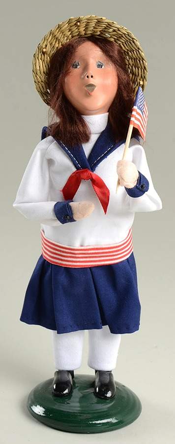 Spring Store Exclusives Girl In Sailor Dress With Us Flag - No Box by Byers' Choice Ltd-1
