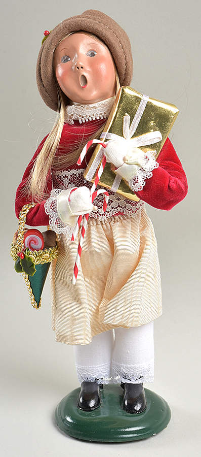 Victorian Assorted Carolers Girl With Candy Cane And Gift Red  - Nb448, No Box by Byers' Choice Ltd-1