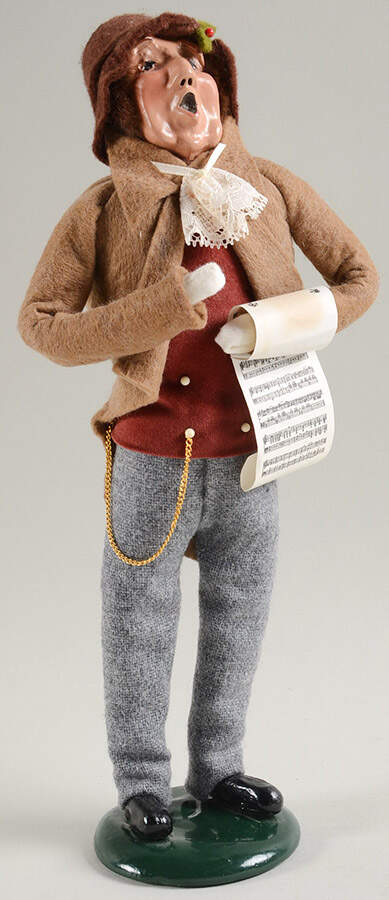 Victorian Assorted Carolers Man With Music-Tan Coat Velvet Shirt - No Box by Byers' Choice Ltd-1