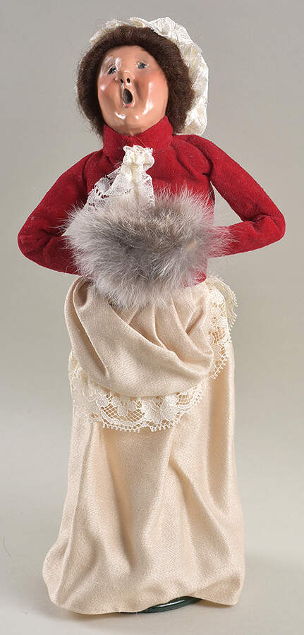 Victorian Assorted Carolers Woman With Muff-Red Velvet Coat - No Box by Byers' Choice Ltd-1