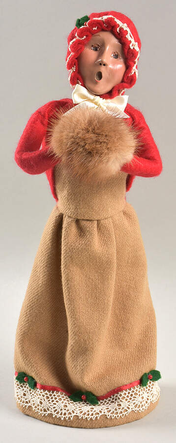 Victorian Assorted Carolers Woman With Muff Red Coat - No Box by Byers' Choice Ltd-1
