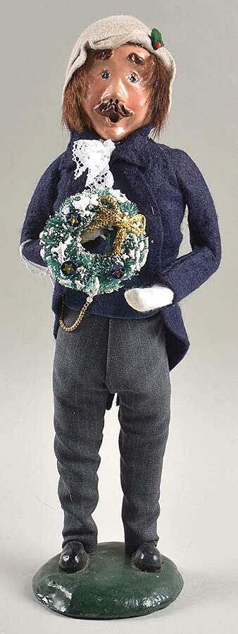 Victorian Assorted Carolers Mustache Man With Wreath-Blue - No Box by Byers' Choice Ltd-1