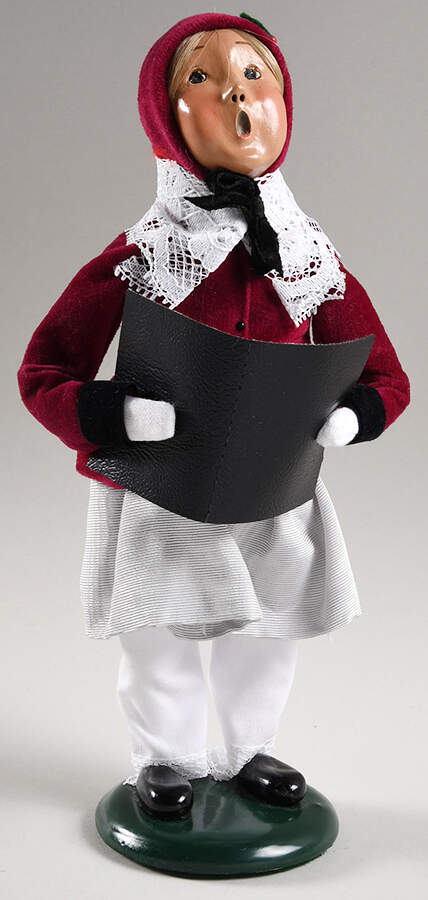 Victorian Assorted Carolers Girl Holding Song Book;Burgundy Coat  - No Box by Byers' Choice Ltd-1