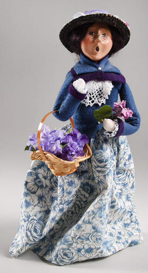 Victorian Assorted Carolers Woman With Flower Basket-Blue - No Box by Byers' Choice Ltd-1