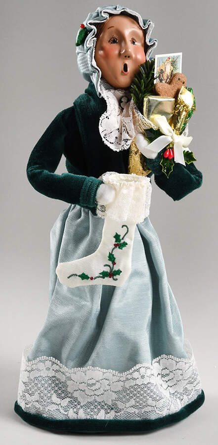 Victorian Assorted Carolers Woman With Christmas Cards And Stocking - No Box by Byers' Choice Ltd-1