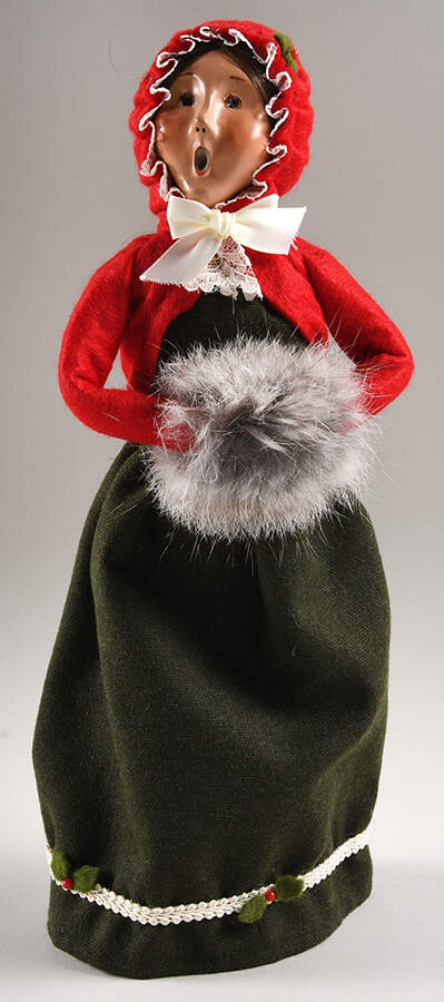 Victorian Assorted Carolers Woman With Muff-Red Coat & Hat - No Box by Byers' Choice Ltd-1