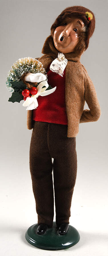 Victorian Assorted Carolers Man With Wreath-Tan Coat - No Box by Byers' Choice Ltd-1