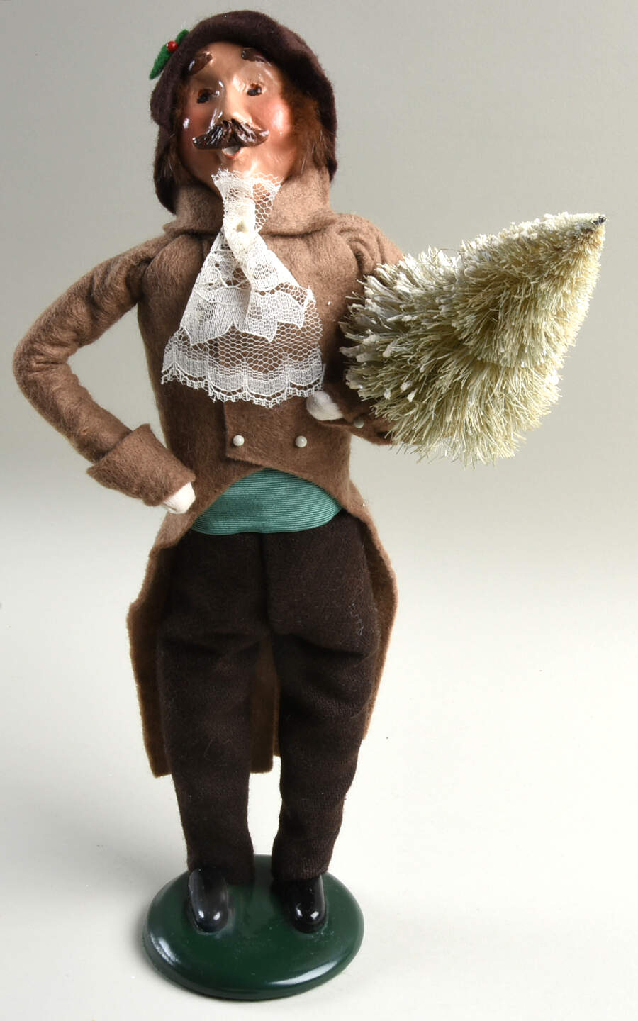 Victorian Assorted Carolers Mustache Man With Tree;Tan Coat - No Box by Byers' Choice Ltd-1