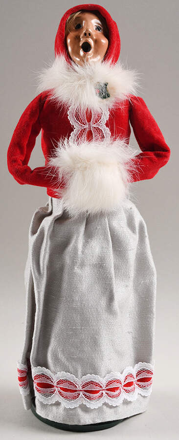 Victorian Assorted Carolers Woman With Muff-Red - No Box by Byers' Choice Ltd-1