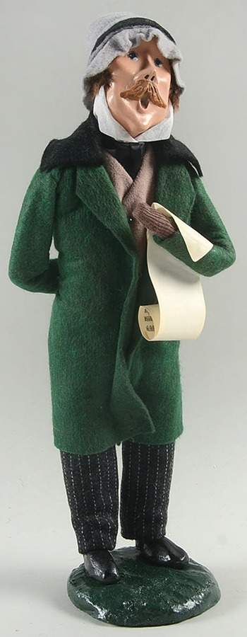 Victorian Assorted Carolers Mustache Man With Music-Green Coat - No Box by Byers' Choice Ltd-1