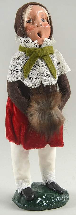 Victorian Assorted Carolers Girl With Muff-Brown Hood - No Box by Byers' Choice Ltd-1