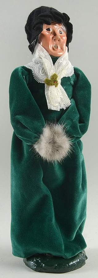 Victorian Assorted Carolers Grandmother With Muff Green Velvet Dress - No Box by Byers' Choice Ltd-1