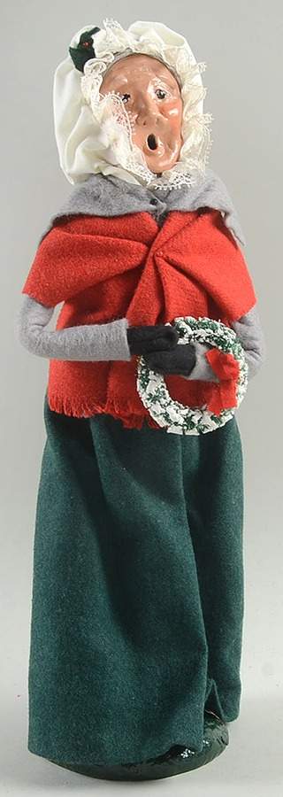 Victorian Assorted Carolers Grandmother With Wreath-Grey/Green - No Box by Byers' Choice Ltd-1