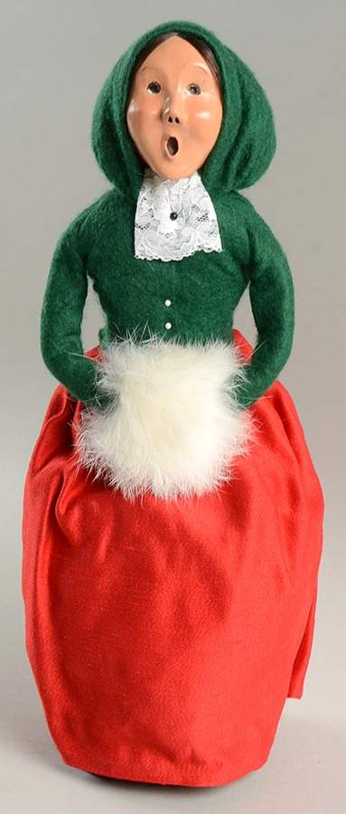 Victorian Assorted Carolers Woman With Muff-Green Coat - No Box by Byers' Choice Ltd-1