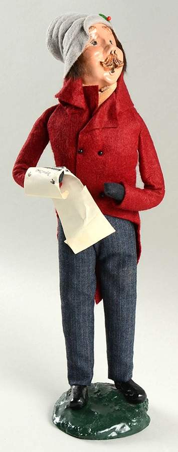 Victorian Assorted Carolers Mustache Man With Music-Burgundy Coat - No Box by Byers' Choice Ltd-1