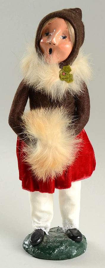 Victorian Assorted Carolers Girl With Muff-Brown Fur Lined Coat - No Box by Byers' Choice Ltd-1