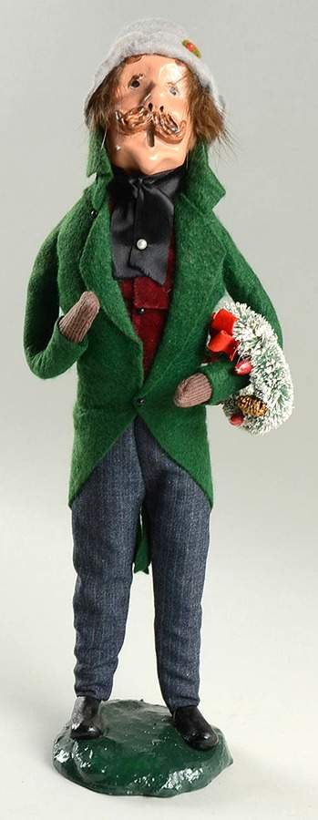 Victorian Assorted Carolers Mustache Man With Wreath-Green - No Box by Byers' Choice Ltd-1