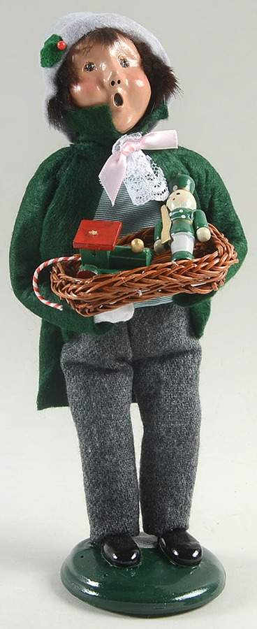 Victorian Assorted Carolers Boy With Toys-Green Coat - No Box by Byers' Choice Ltd-1