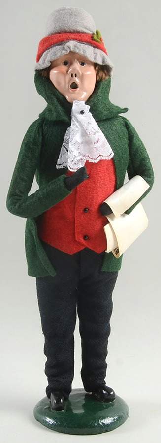 Victorian Assorted Carolers Man With Music-Green Coat Red Vest - No Box by Byers' Choice Ltd-1