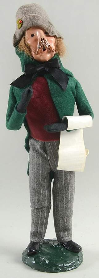 Victorian Assorted Carolers Mustache Man With Music-Green Coat Black - No Box by Byers' Choice Ltd-1