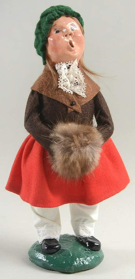 Victorian Assorted Carolers Girl With Muff-Brown Coat - No Box by Byers' Choice Ltd-1