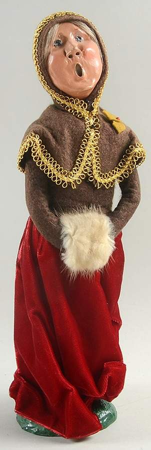 Victorian Assorted Carolers Woman With Muff-Brown Coat Gold Trim - No Box by Byers' Choice Ltd-1