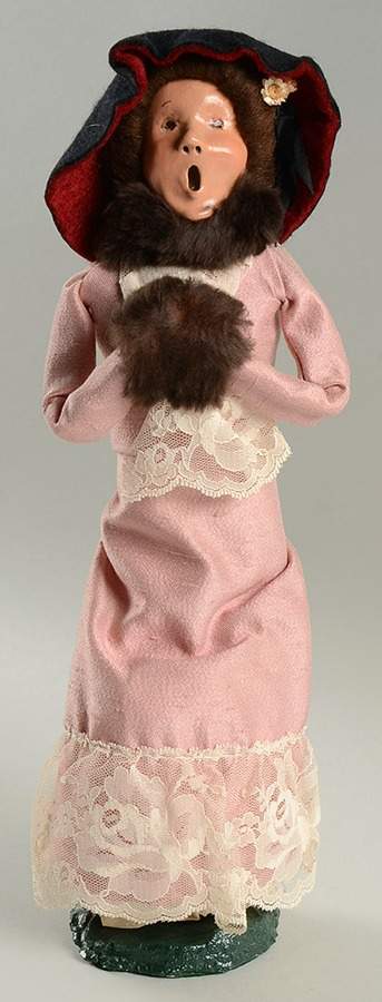 Victorian Assorted Carolers Woman With Muff Pink Dress - No Box by Byers' Choice Ltd-1