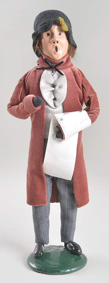 Victorian Assorted Carolers Man With Music-Burgundy Velvet Coat - No Box by Byers' Choice Ltd-1