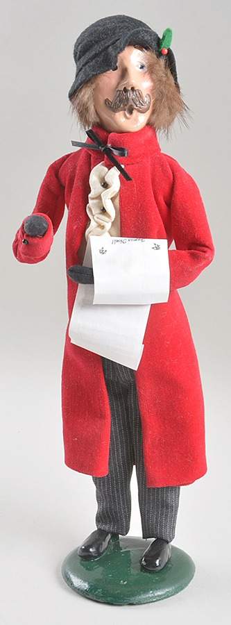 Victorian Assorted Carolers Mustache Man With Music-Red Velvet Coat - No Box by Byers' Choice Ltd-1