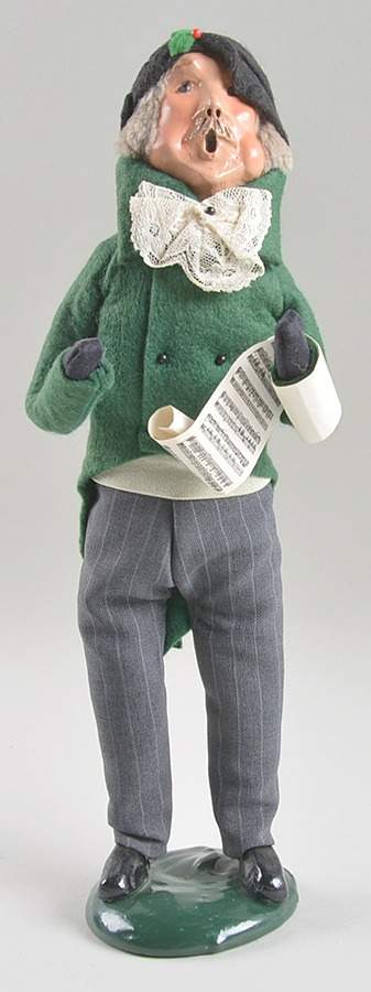 Victorian Assorted Carolers Mustache Man With Music-Green Coat Mint - No Box by Byers' Choice Ltd-1