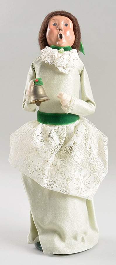 Victorian Assorted Carolers Woman With Bell-Green Mint Dress - No Box by Byers' Choice Ltd-1
