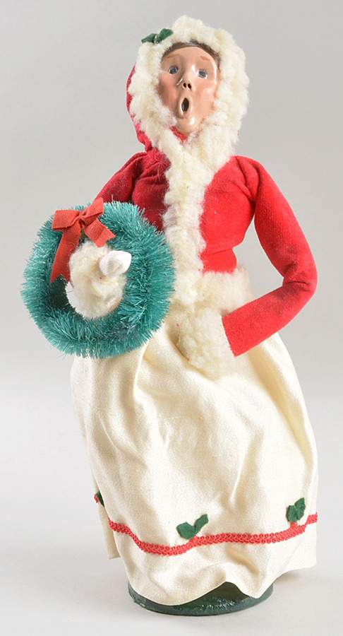 Victorian Assorted Carolers Woman With Wreath-Red Fur Lined Coat - No Box by Byers' Choice Ltd-1