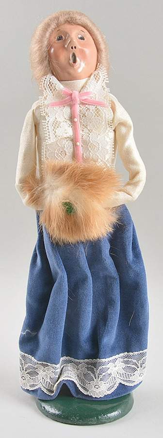 Victorian Assorted Carolers Woman With Muff-Blue Skirt - No Box by Byers' Choice Ltd-1
