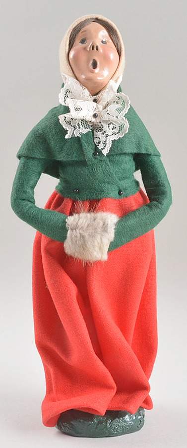 Victorian Assorted Carolers Woman With Muff-Green Red Skirt - No Box by Byers' Choice Ltd-1