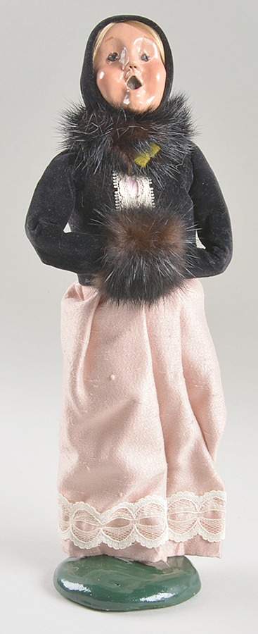 Victorian Assorted Carolers Woman With Muff-Black Pink Fur - No Box by Byers' Choice Ltd-1