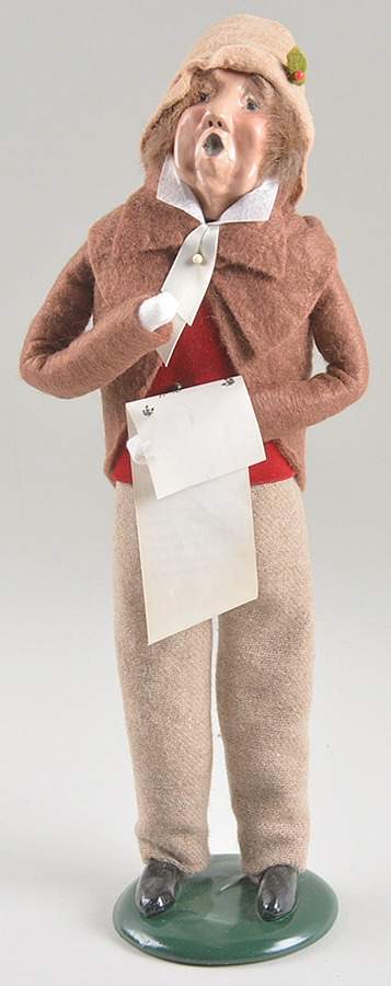 Victorian Assorted Carolers Man With Music-Brown Coat Burgundy - No Box by Byers' Choice Ltd-1