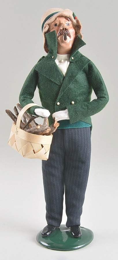 Victorian Assorted Carolers Mustache Man With Basket-Green - No Box by Byers' Choice Ltd-1