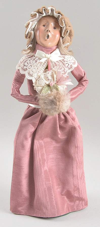 Victorian Assorted Carolers Woman With Muff And Candle-Pink Dress - No Box by Byers' Choice Ltd-1